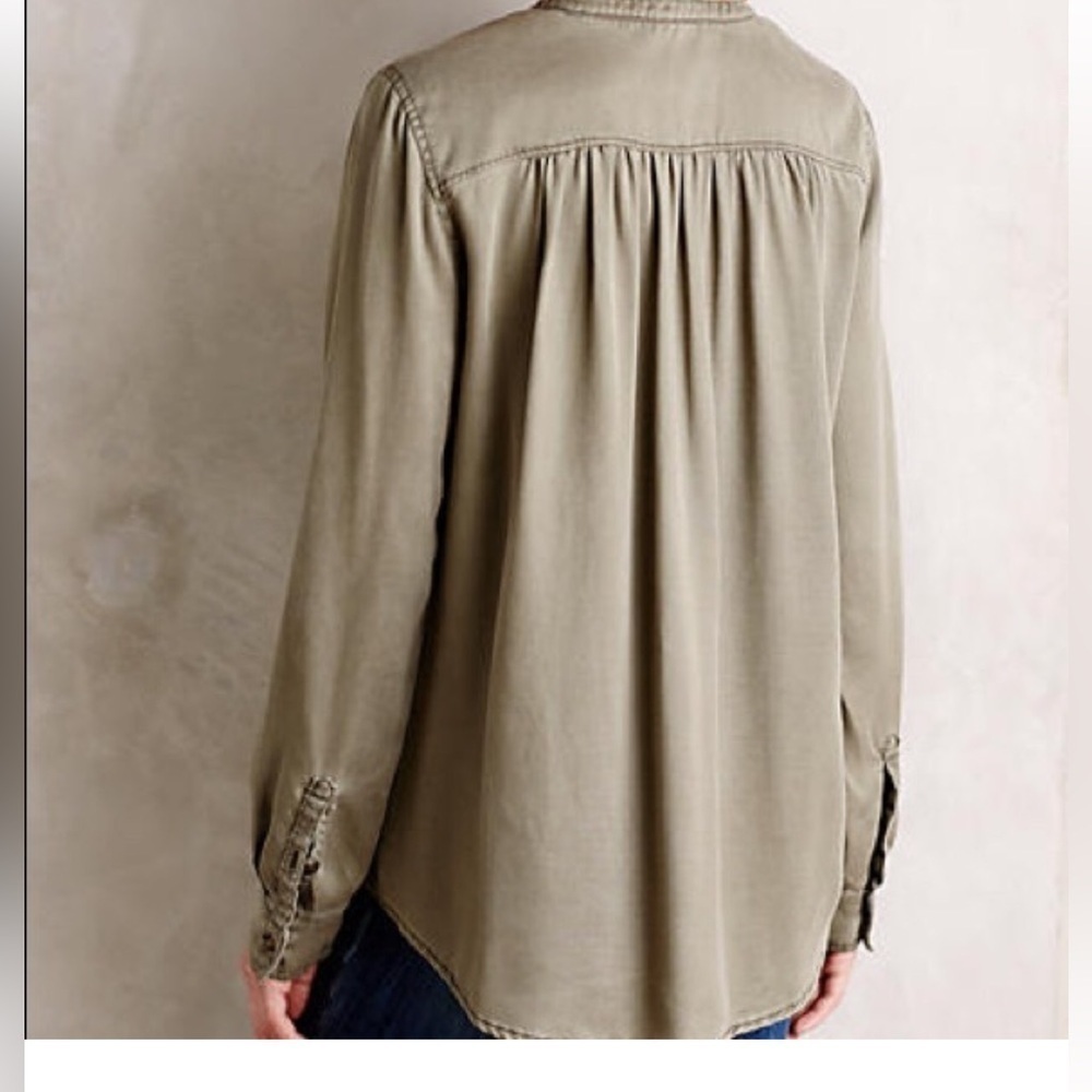 Anthropologie Holding Horses Sageleaf Button Front Twill Shirt Women’s XS - Picture 2 of 8